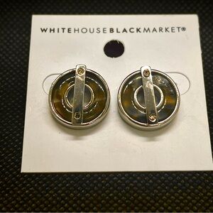 Unique WHBM White‎ House Black Market Silver Tone Marble Circle Stud Earrings